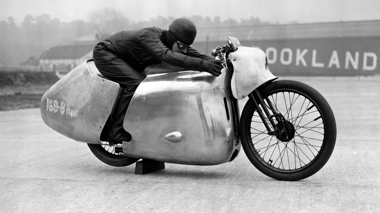 Eric is showing off his handiwork at Brooklands