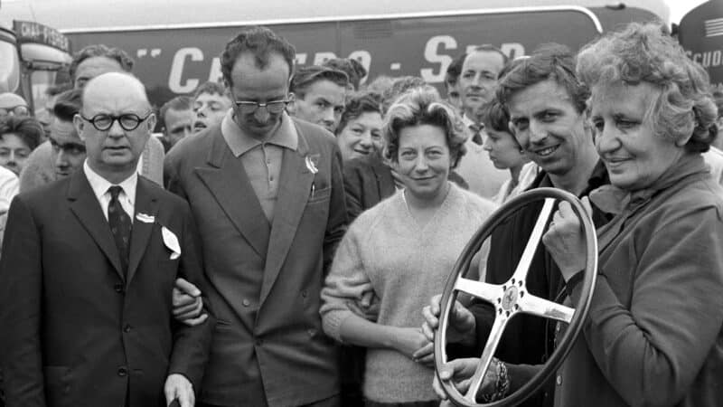 Laura, far right, at the 1960 British Grand Prix