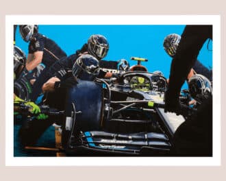 Product image for Lewis Hamilton - Mercedes pit stop - 2023 - Limited edition print by James Stevens