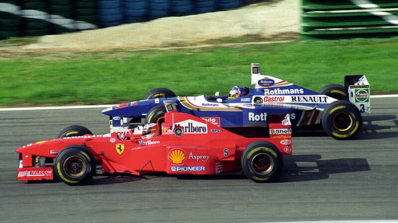 Villeneuve alongside Schumacher as the '97 title is about to be decided in Jerez...