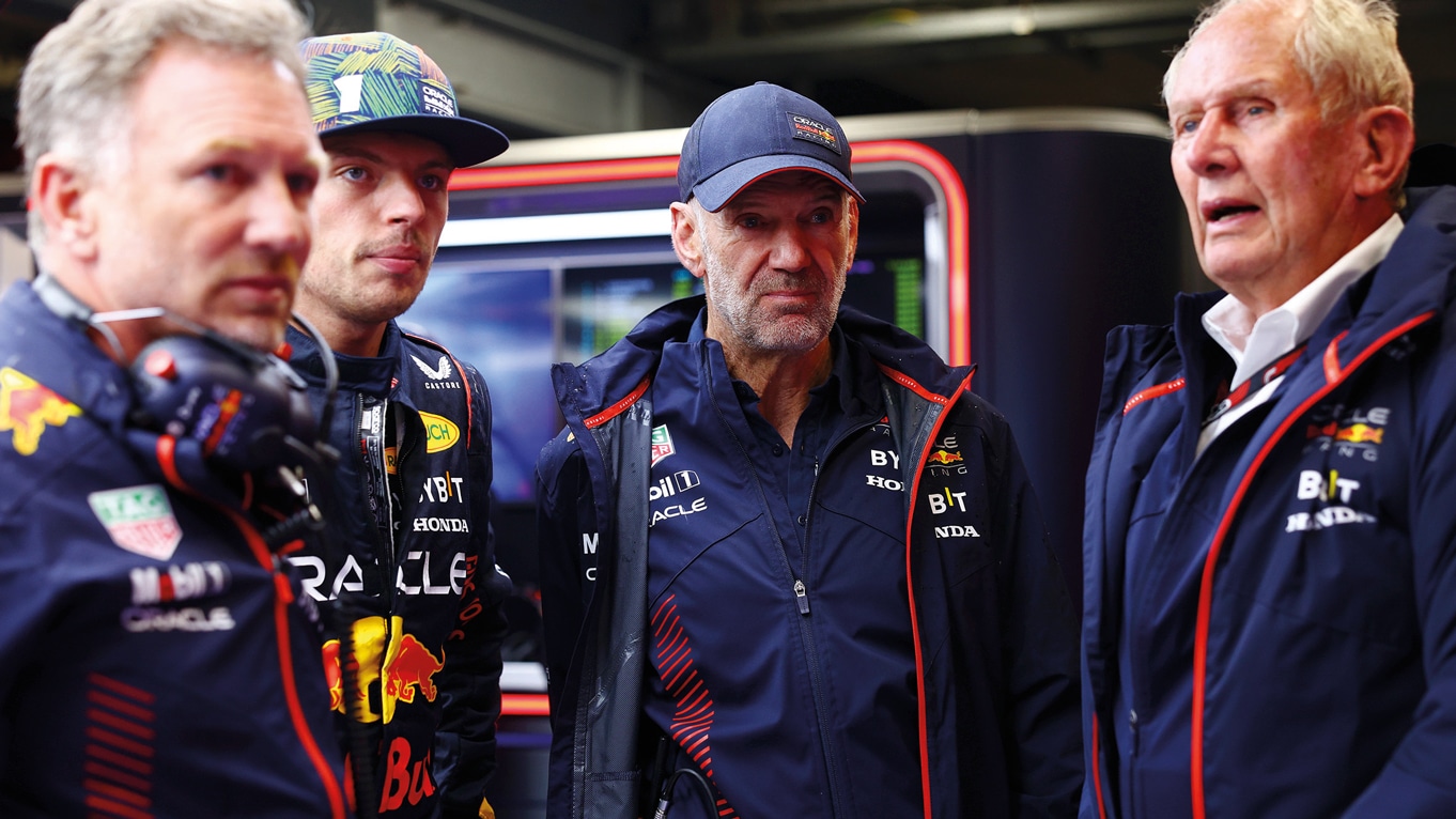 Christian Horner, Verstappen, Adrian Newey and Helmut Marko