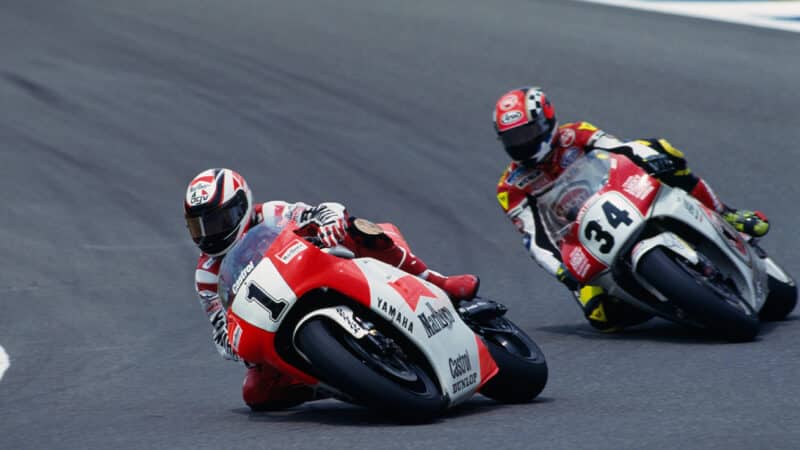 Wayne Rainey and Kevin Schwantz in MotoGP Spanish GP
