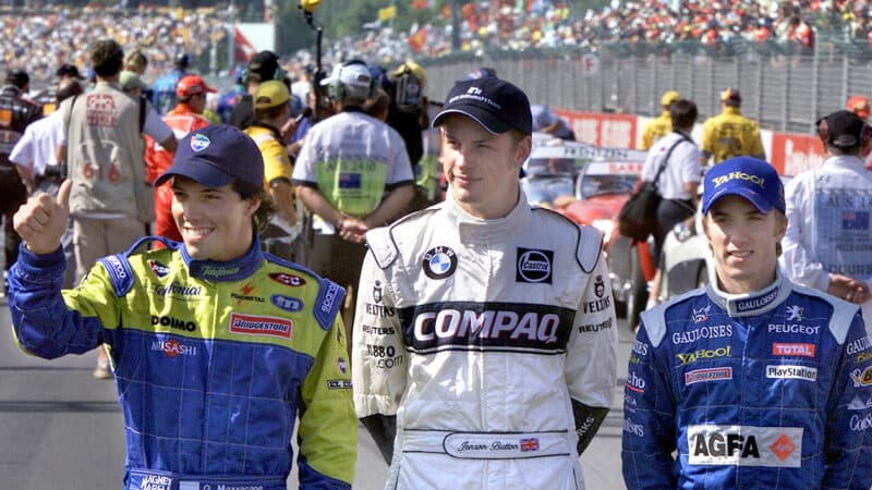 2000 F1 rookies with Gaston Mazzacane and Jenson Button and Nick Heidfeld