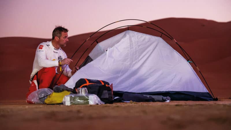Loeb sets up his tent in the 48 Hour Chrono stage