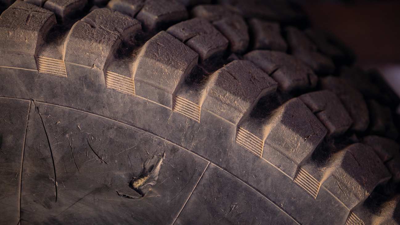 Sébastien Loeb’s tyre took a battering