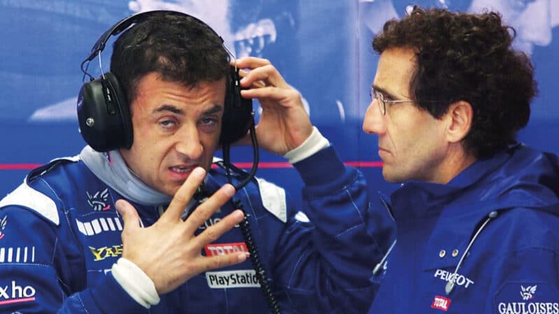 Prost GP’s Jean Alesi and the boss, Silverstone, 2000