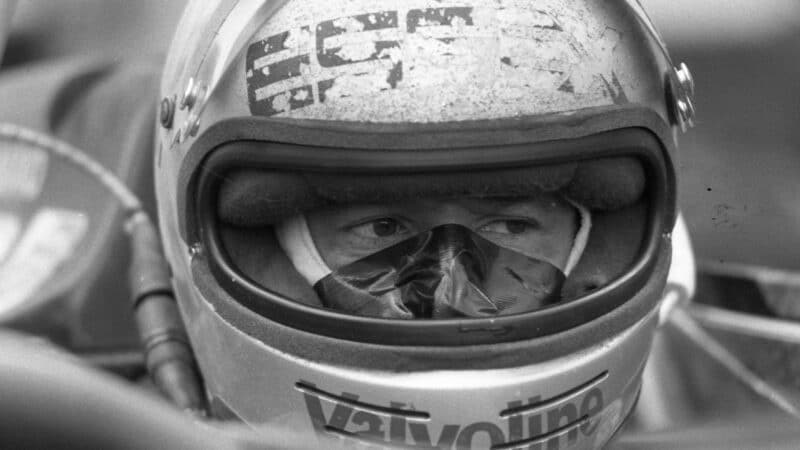Jean-Pierre Jabouille in scratched helmet at 1980 F1 Canadian GP
