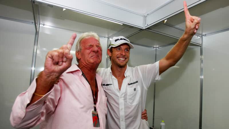 Jenson Button and John Button celebrate winning 2009 F1 championship