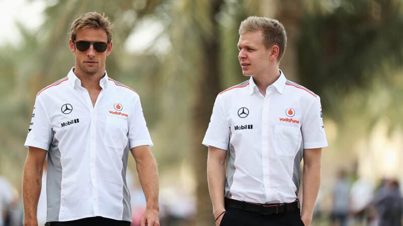 Kevin Magnussen with Jenson Button in 2013