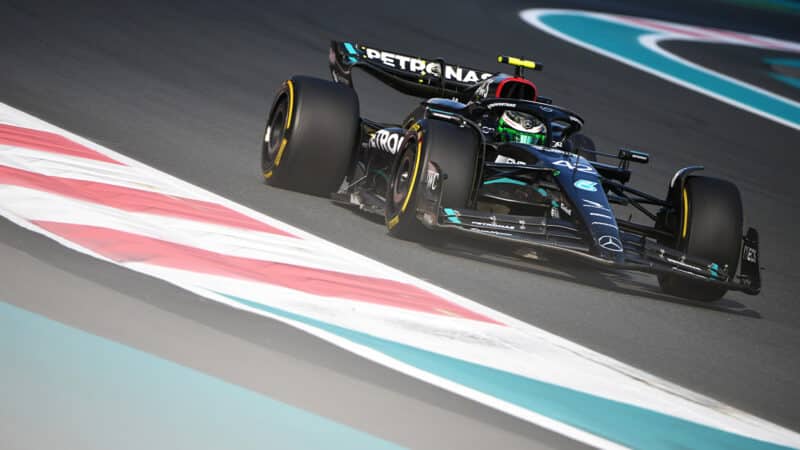 Mercedes of Frederik Vesti in 2023 Abu Dhabi GP practice