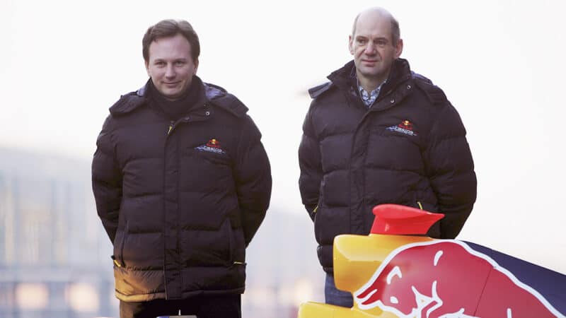 Christian Horner next to Adrian Newey for launch of 2007 Red Bull F1 car