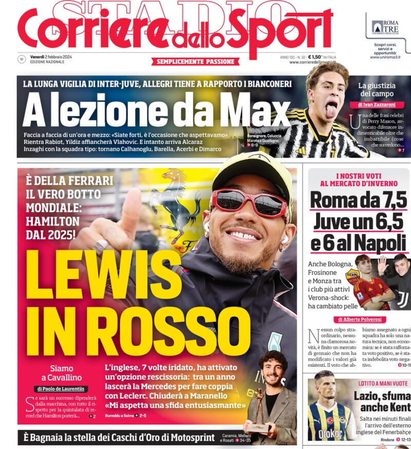 Corriere dello Sport front cover February 2 2024