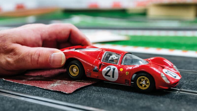 Ferrari rear tyre truing with sandpaper