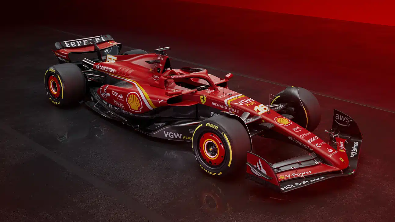 Digital launch image of 2024 Ferrari SF24 F1 car