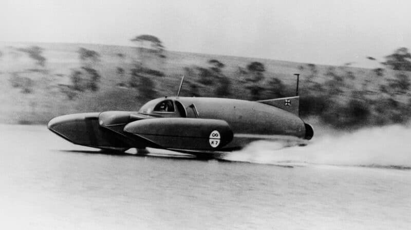 Donald Campbell in Bluebird K7 at speed
