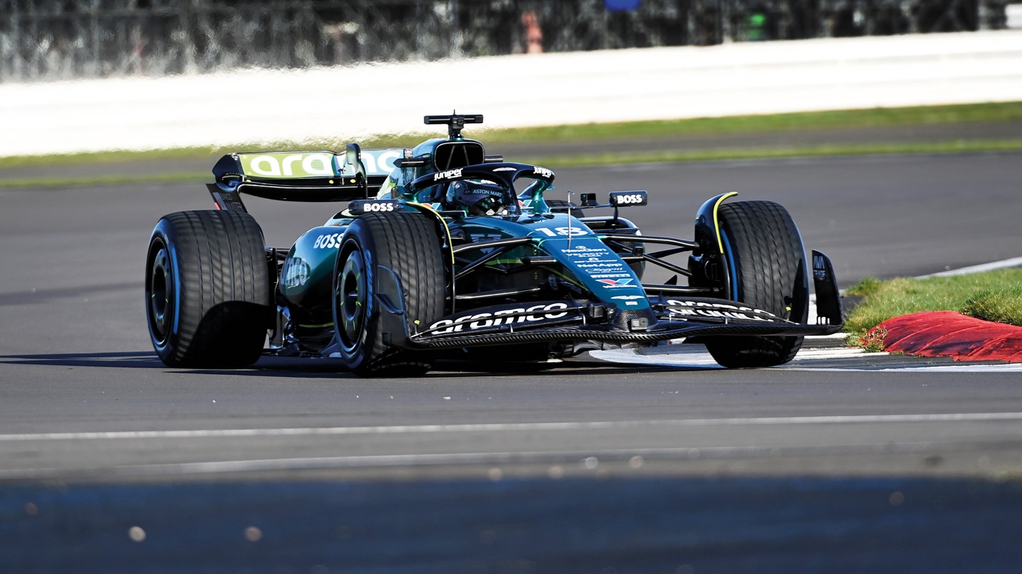 The AMR24 completed its first laps at Silverstone in mid-February