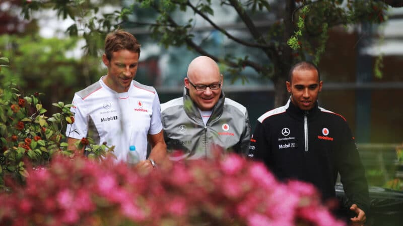 Jenson Button, Matt Bishop and Hamilton, 2012.