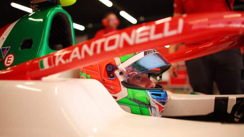 Kimi Antonelli in F2 shakedown with Prema in 2024