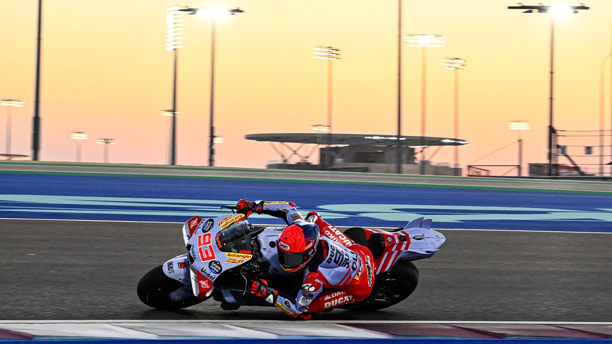 Marc Marquez cornering in 2024 MotoGP preseason testing