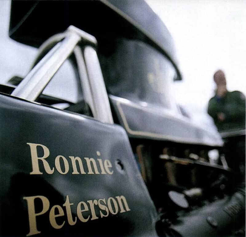 Ronnie Peterson name on side of Lotus 72 Formula 1 car