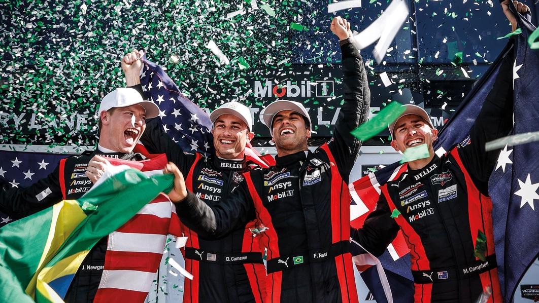 Penske winners, from left: Josef Newgarden, Dane Cameron, Felipe Nasr and Matt Campbell