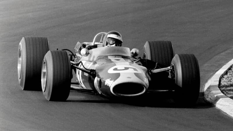 Jackie Oliver in an F2 race with Lotus at the Nürburgring, 1968 –  but the boss preferred  a different Jackie