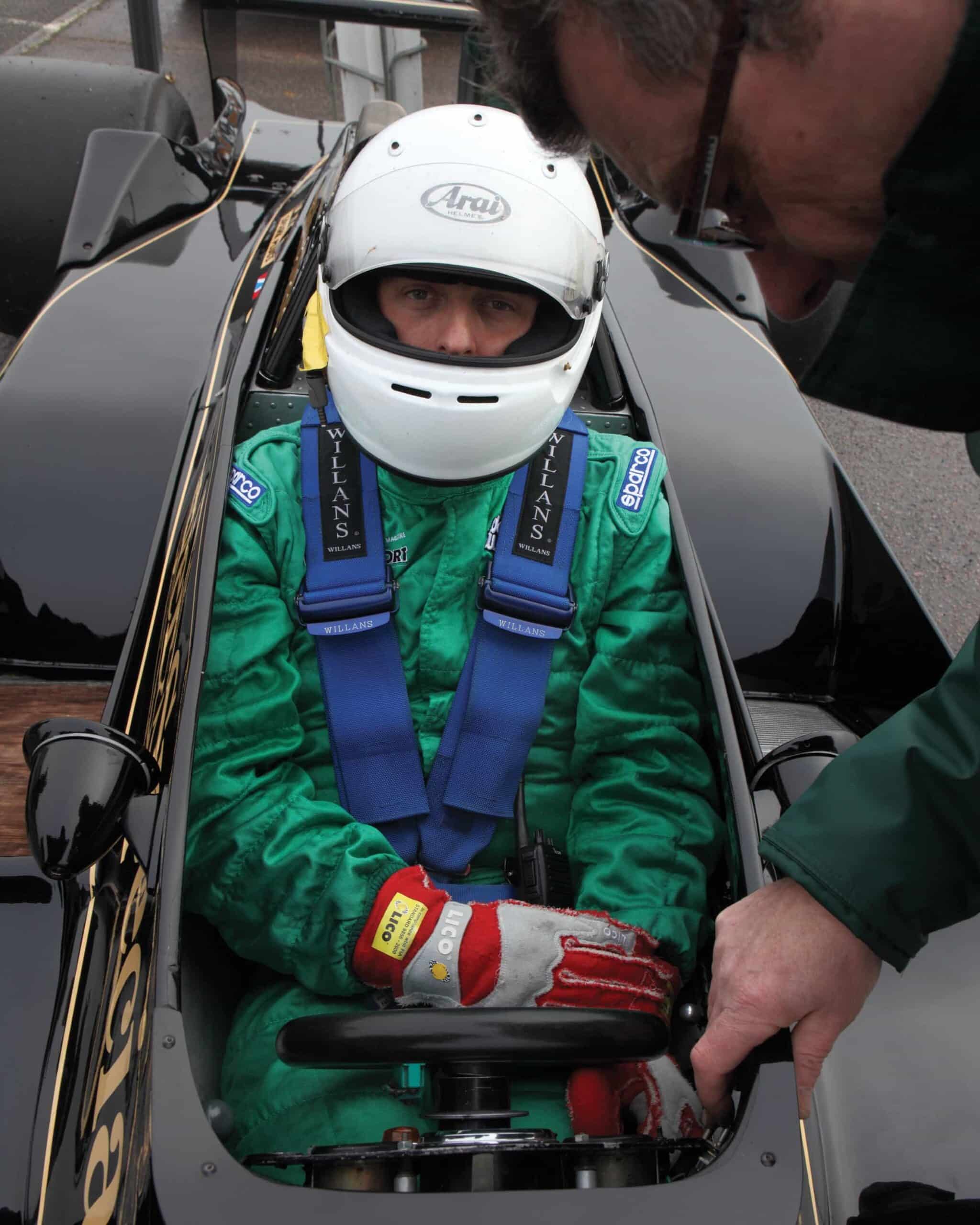 Andrew Frankel sits in the Lotus 79