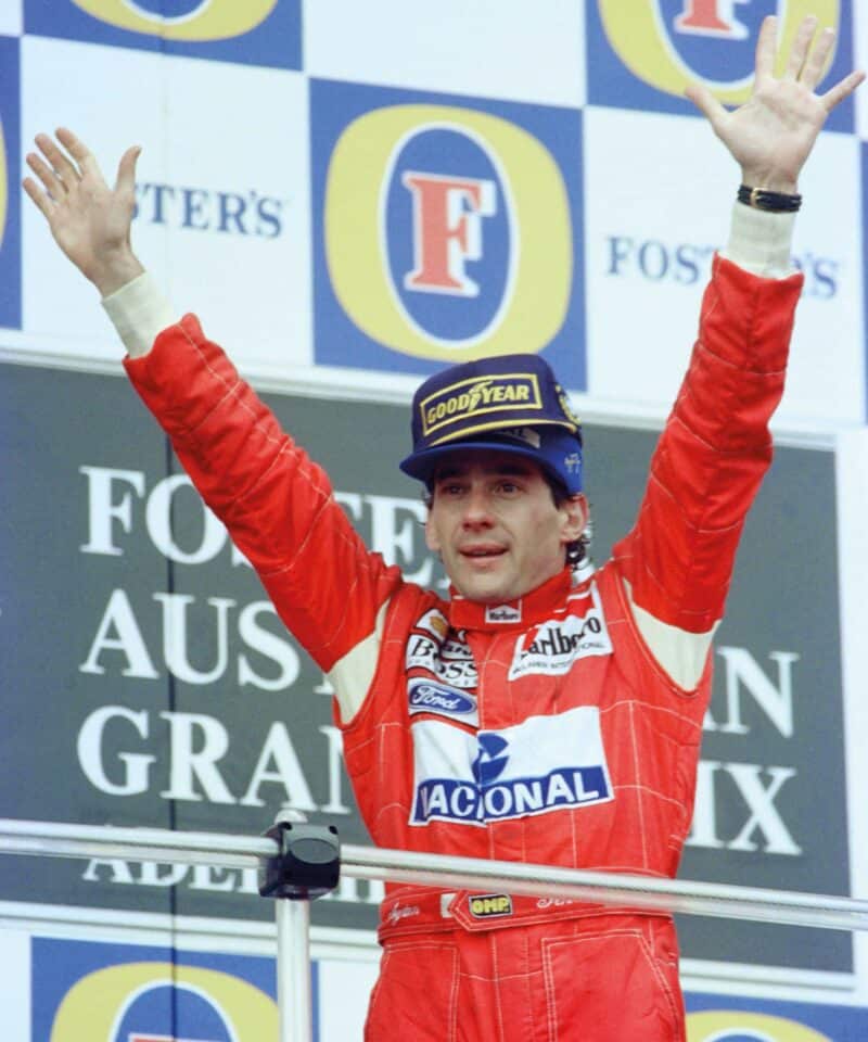 Ayrton Senna Celebrates victory