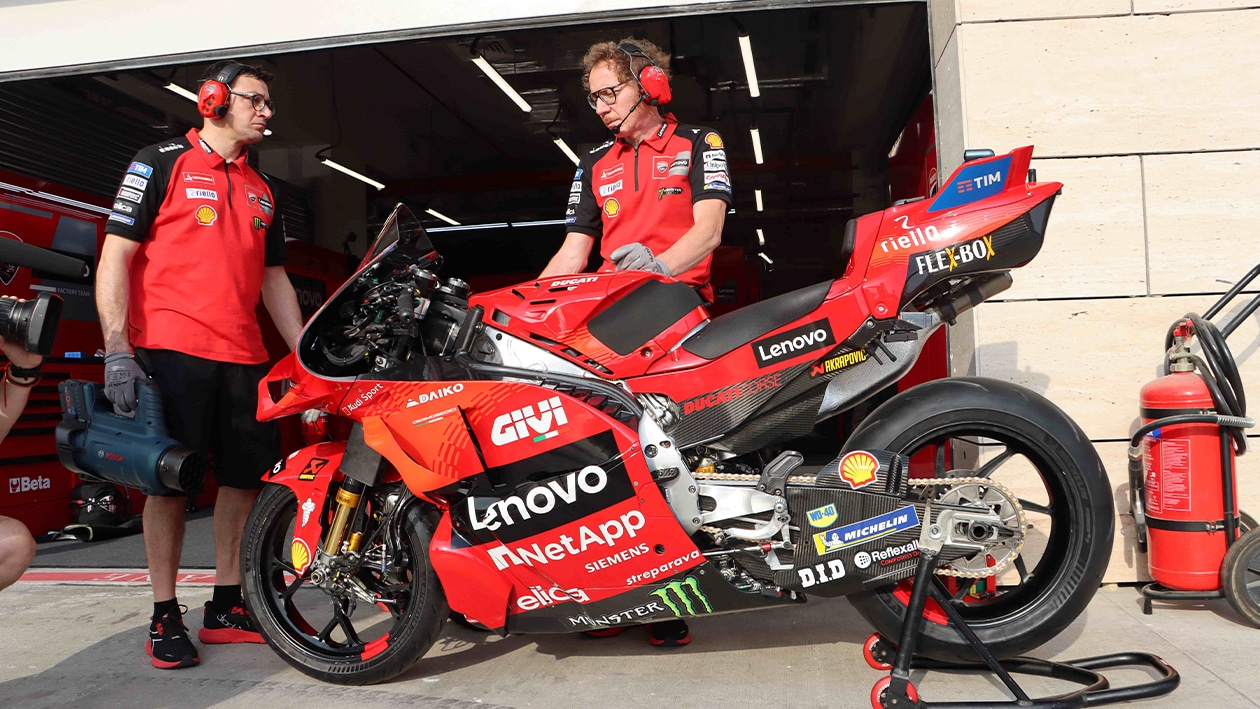 Ducati GP24 bike in MotoGP pitlane