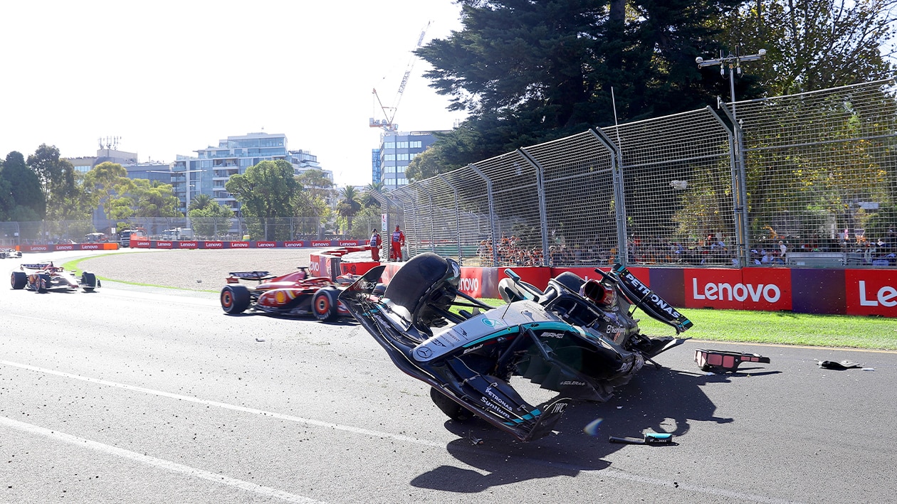 George Russell wrecked Mercedes in 2024 Australian GP