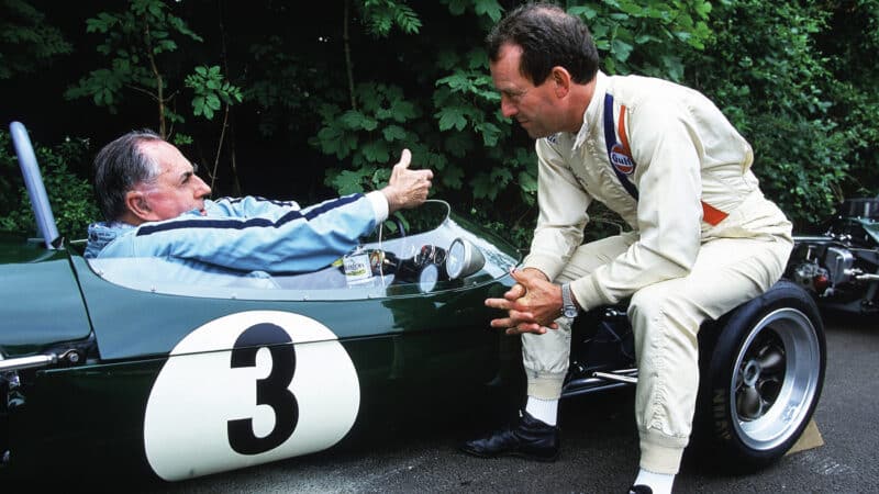 Jack Brabham and Oliver share memories at the Goodwood Festival of Speed in 2001