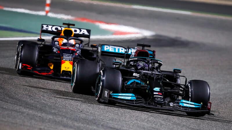 Lewis Hamilton ahead of Max Verstappen in 2021 F1 Bahrain GP
