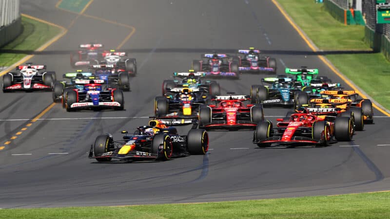 Max Verstappen leads at start of 2024 Australian GP