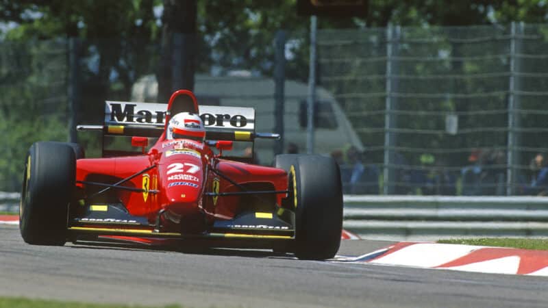 Nicola Larini in 1994 Ferrari F1 car at San Marino Grand Prix