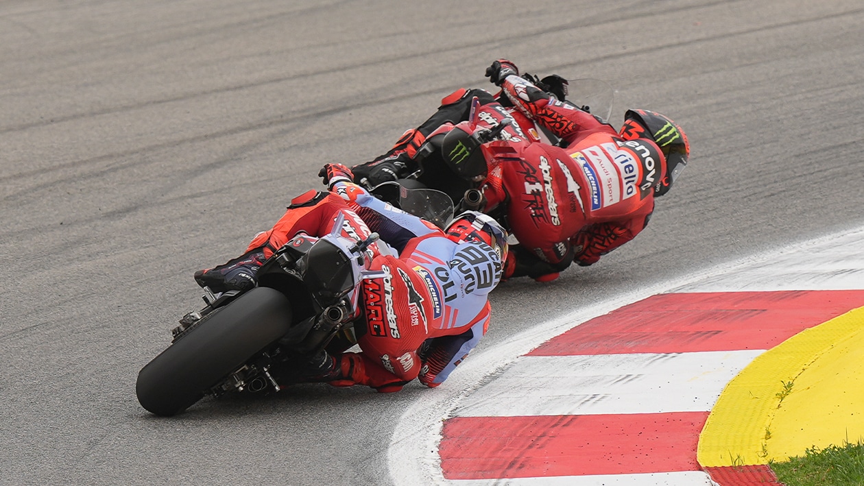 Pecco Bagnaia leads Marc Marquez in 2024 MotoGP Portuguese GP