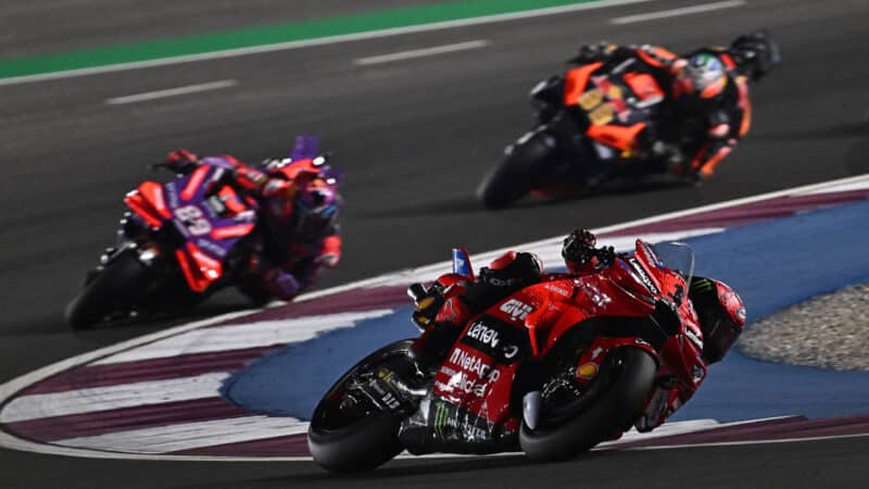 Pecco Bagnaia leads for Ducati at 2024 Qatar GP MotoGP
