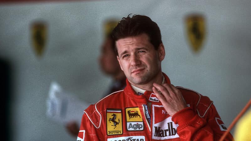 Portrait of Nicola Larini in Ferrari F1 race suit