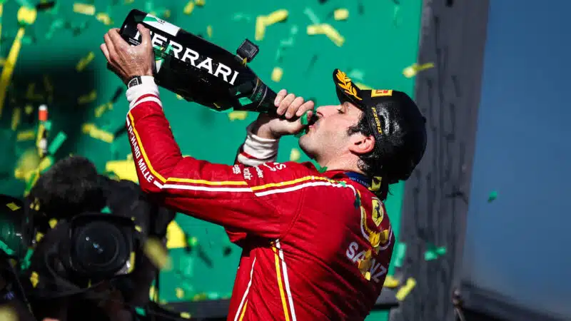 Carlos Sainz celebrates 2024 Australian grand prix win