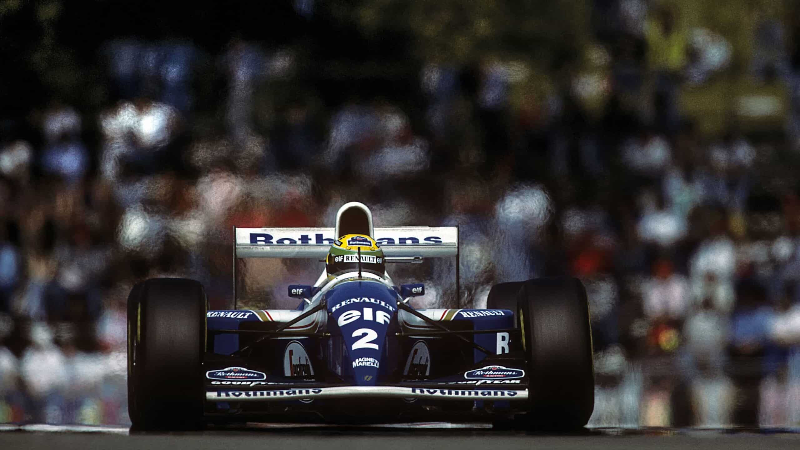 Senna leading Schumacher –before disaster struck