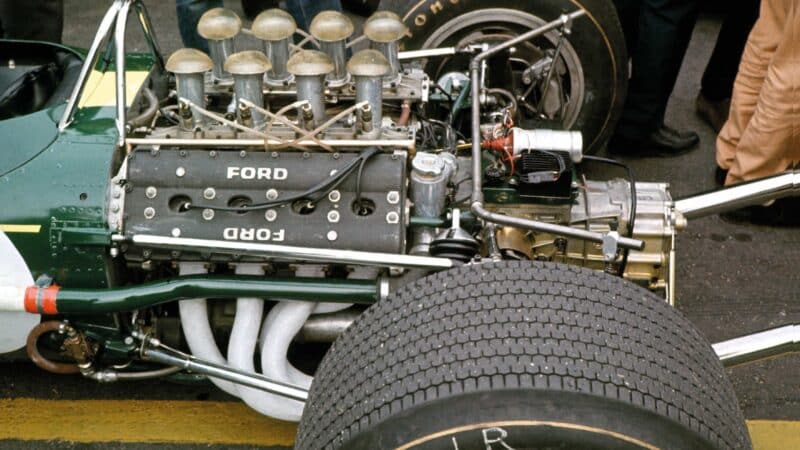 the engine at home in a Lotus 49