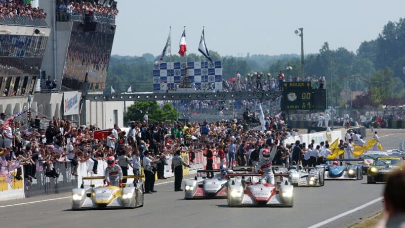 By 2002, Audi’s R8 was already established as the LMP1 benchmark. That year the team locked out the podium, beating the fourth-placed Bentley Speed 8 by 13 laps