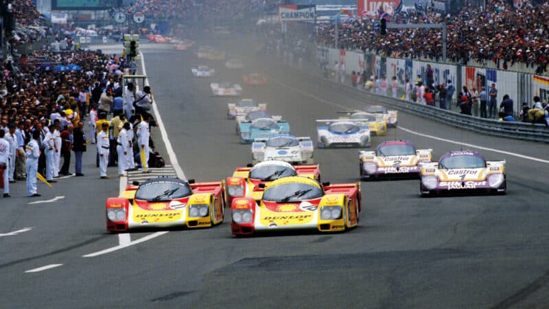 The trio of Porsche 962Cs locked out the front of the grid in qualifying, but couldn’t out-last the Jaguars in the race