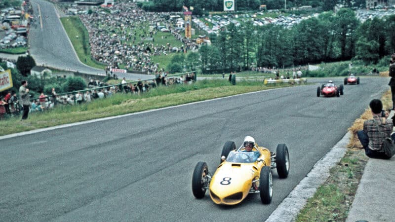 1961 Belgian GP Olivier Gendebien yellow Ferrari