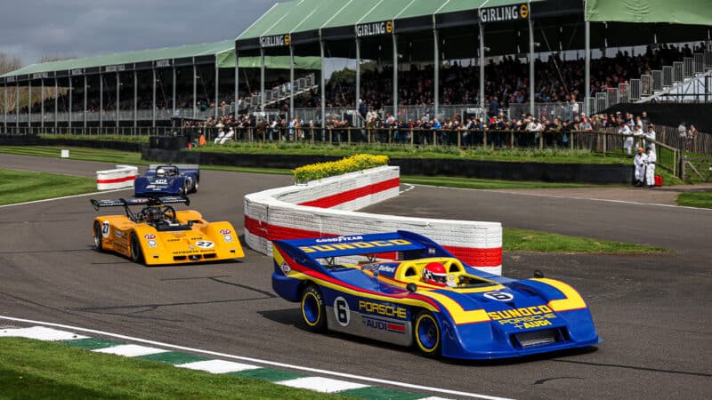 Can-Am cars at 81st Goodwood Members Meeting in 2024