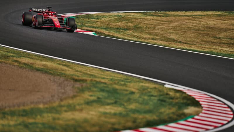 Charles Leclerc in Suzuka Esses during 2024 F1 Japanese GP qualifying