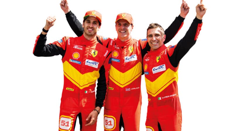 the winning Ferrari trio