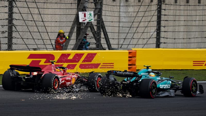 Fernando Alonso passes Carlos Sainz in 2024 F1 Chinese Grand Prix