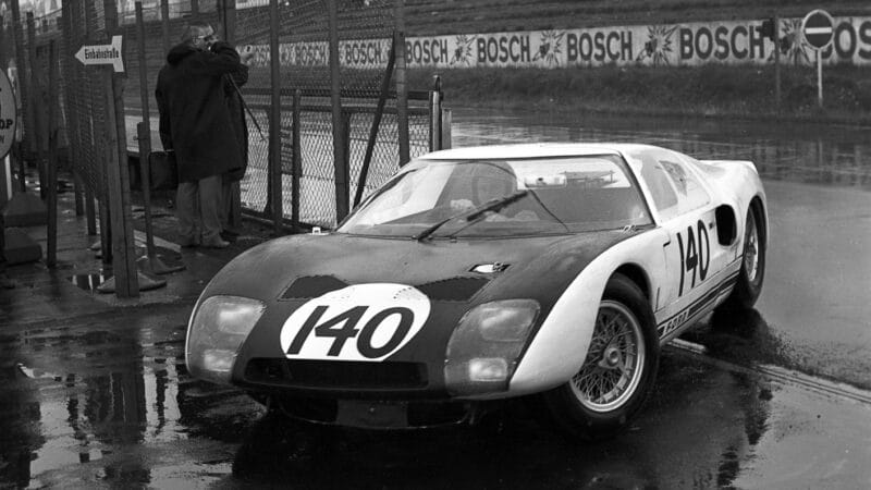 Bruce McLaren in an early Ford GT40 at the Nürburgring in 1964
