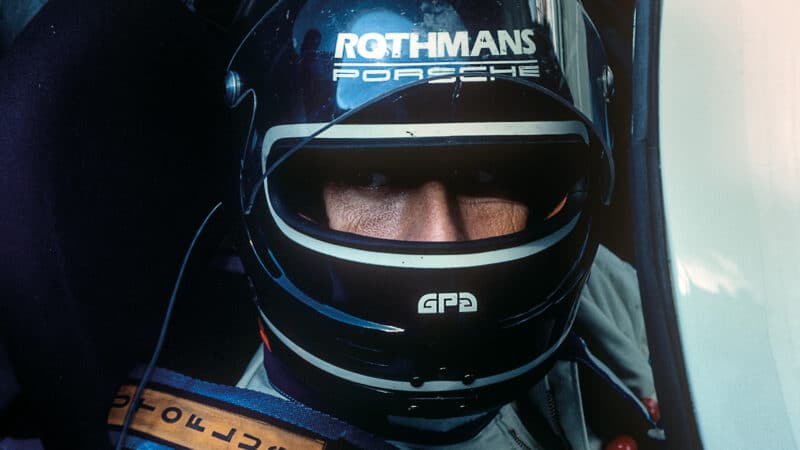 Ickx ready for action in a works Porsche 956 at Le Mans in 1982