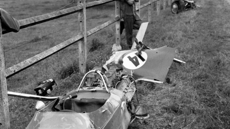 Jackie Oliver Lotus crash 1968 French GP Rouen
